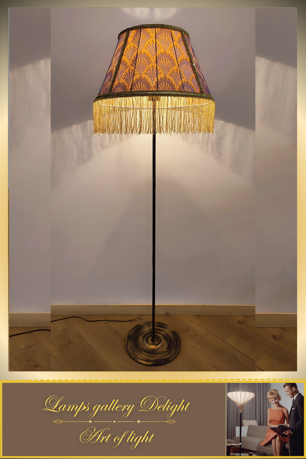 Floor lamp, Victorian style, golden lamp, Vintage Floor Lamp, handmade home lamp. 090701