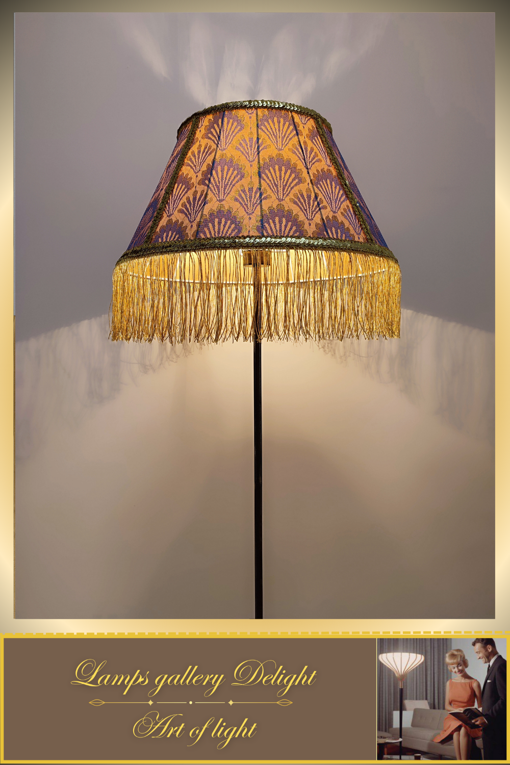 Floor lamp, Victorian style, golden lamp, Vintage Floor Lamp, handmade home lamp. 090701
