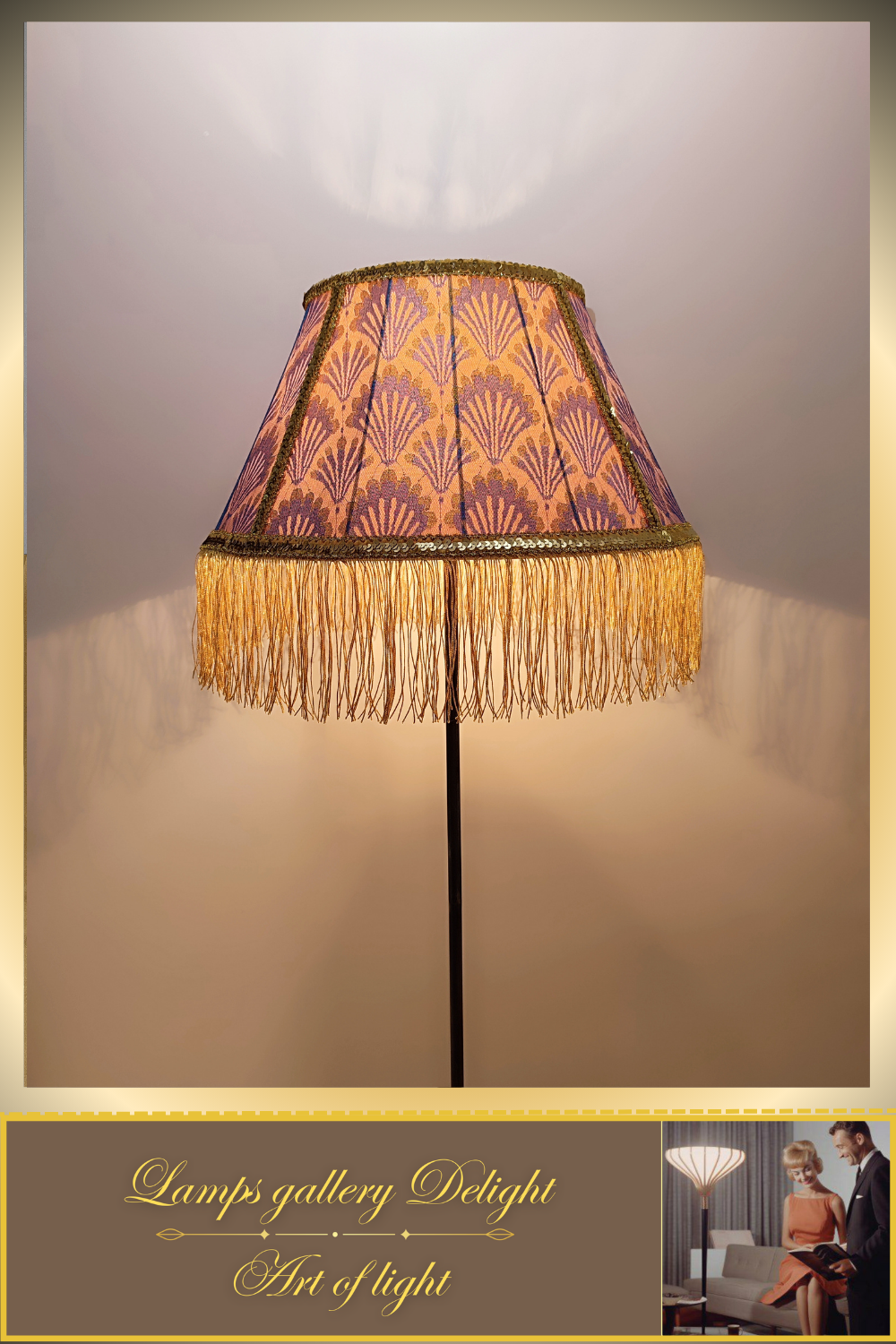 Floor lamp, Victorian style, golden lamp, Vintage Floor Lamp, handmade home lamp. 090701