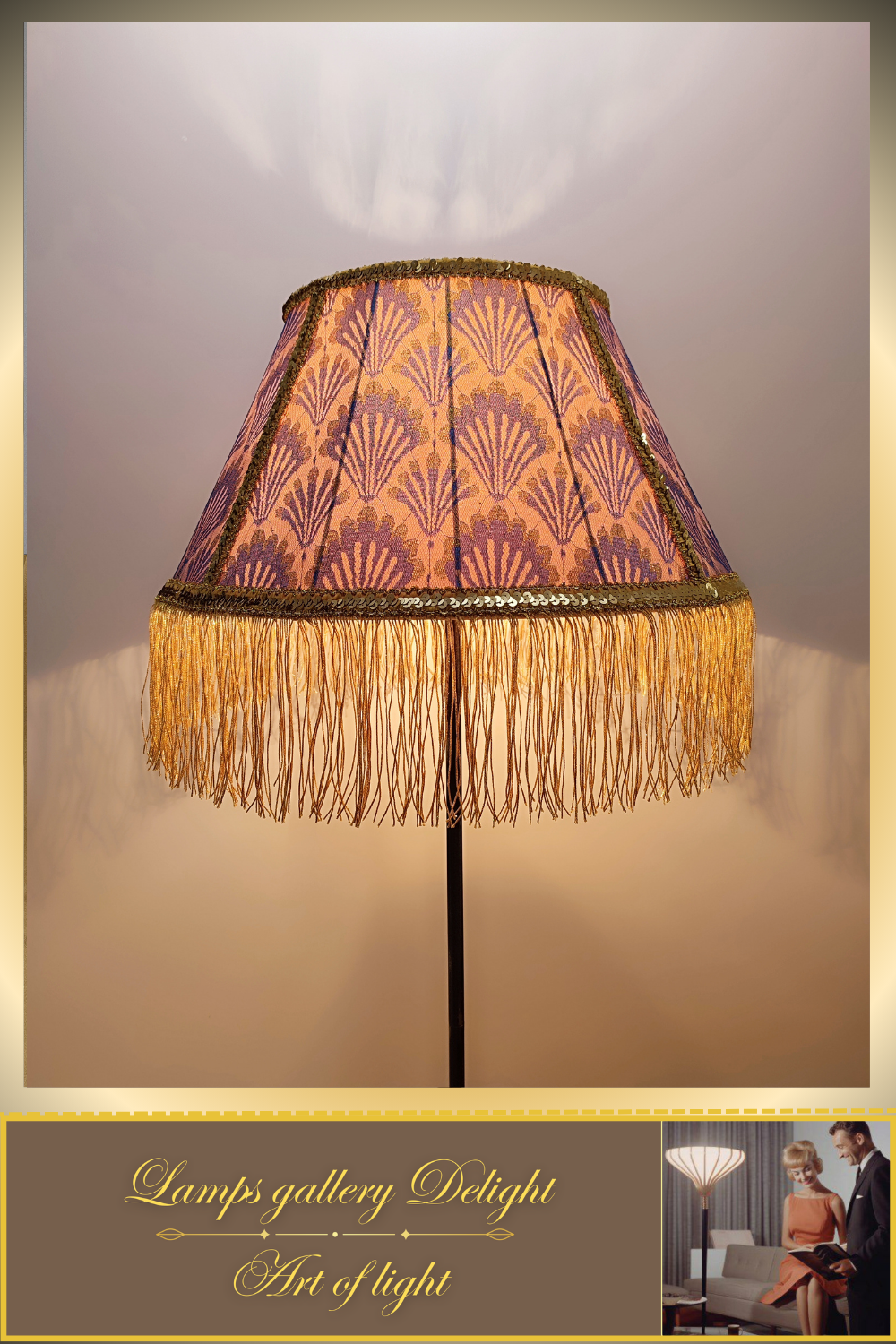 Floor lamp, Victorian style, golden lamp, Vintage Floor Lamp, handmade home lamp. 090701