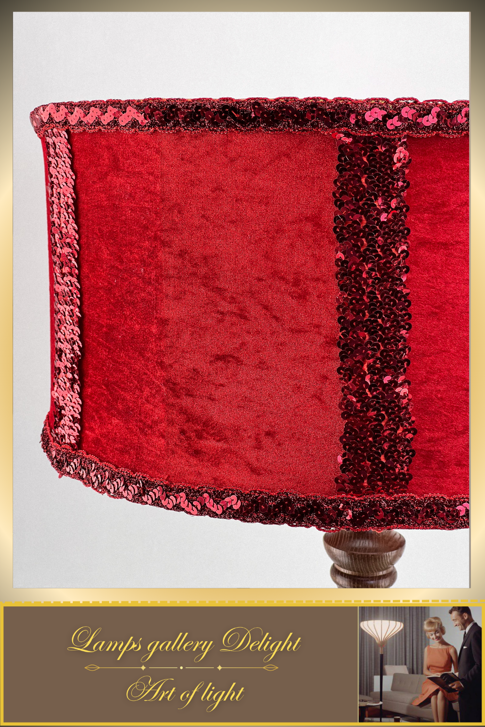 Floor lamp, art deco lamp, red lamp, fabric shade, handmade home lamp. 5802