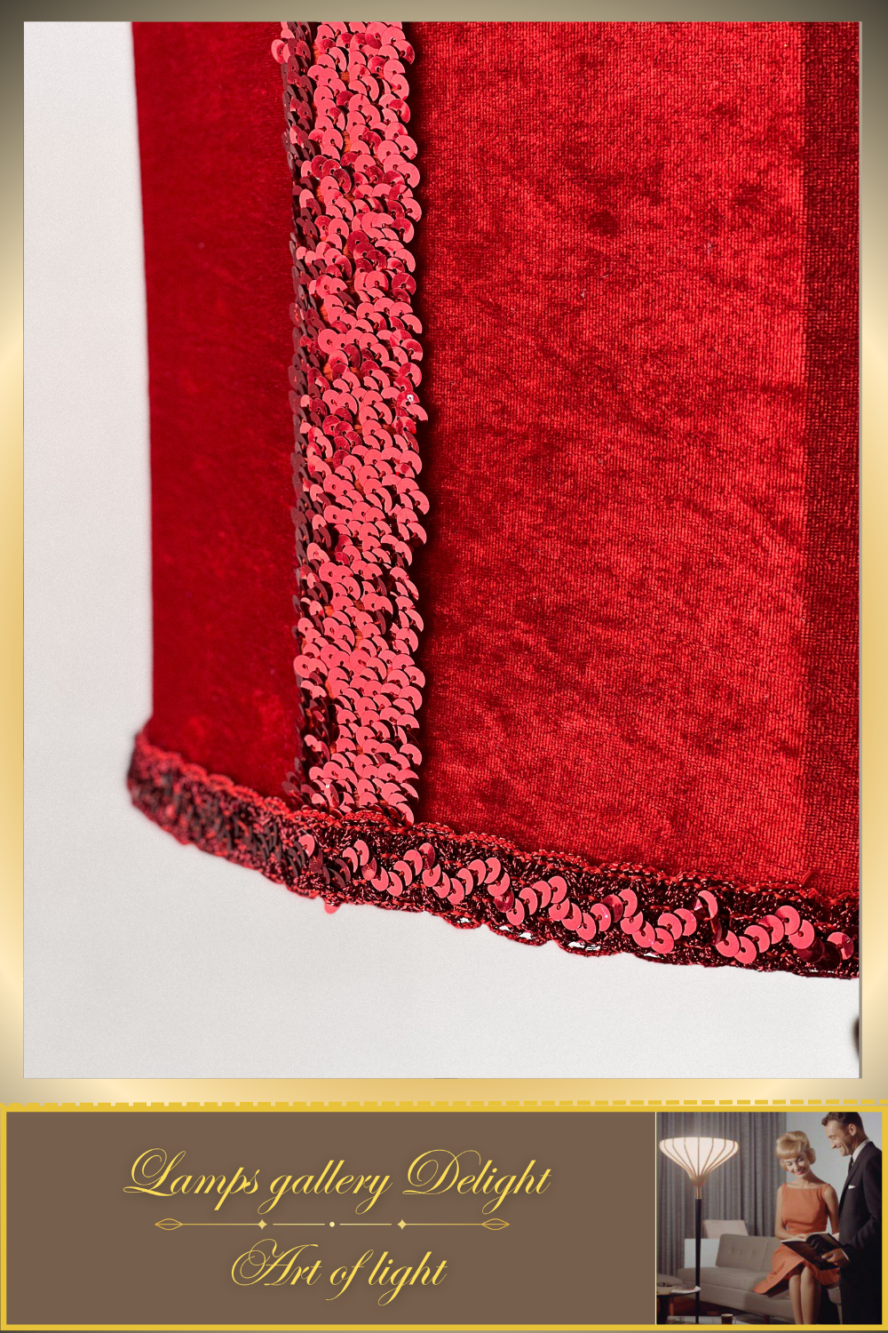 Floor lamp, art deco lamp, red lamp, fabric shade, handmade home lamp. 5802