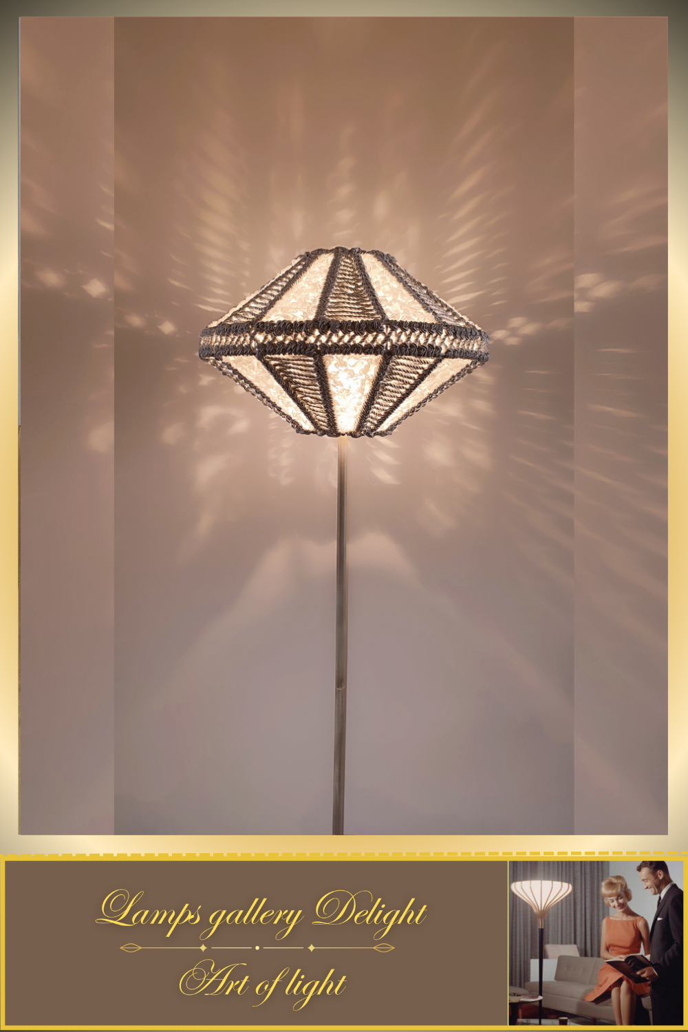 Floor lamp, macrame floor lamp, macrame lamp, wicker lampshade, handmade home lamp. 5101