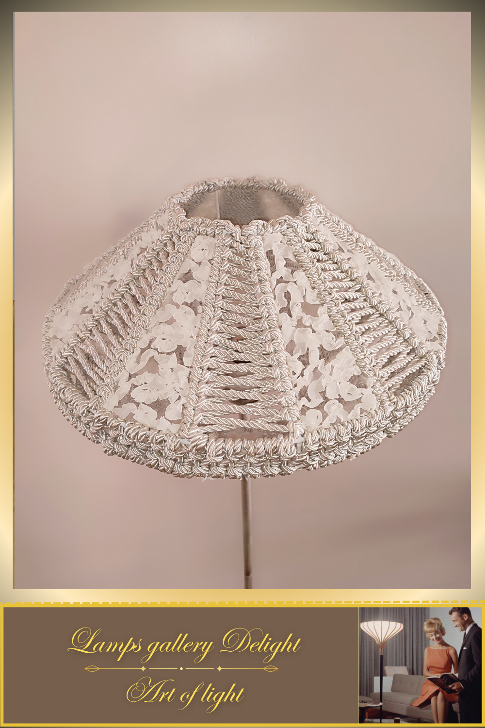 Floor lamp, macrame floor lamp, macrame lamp, wicker lampshade, handmade home lamp. 5101