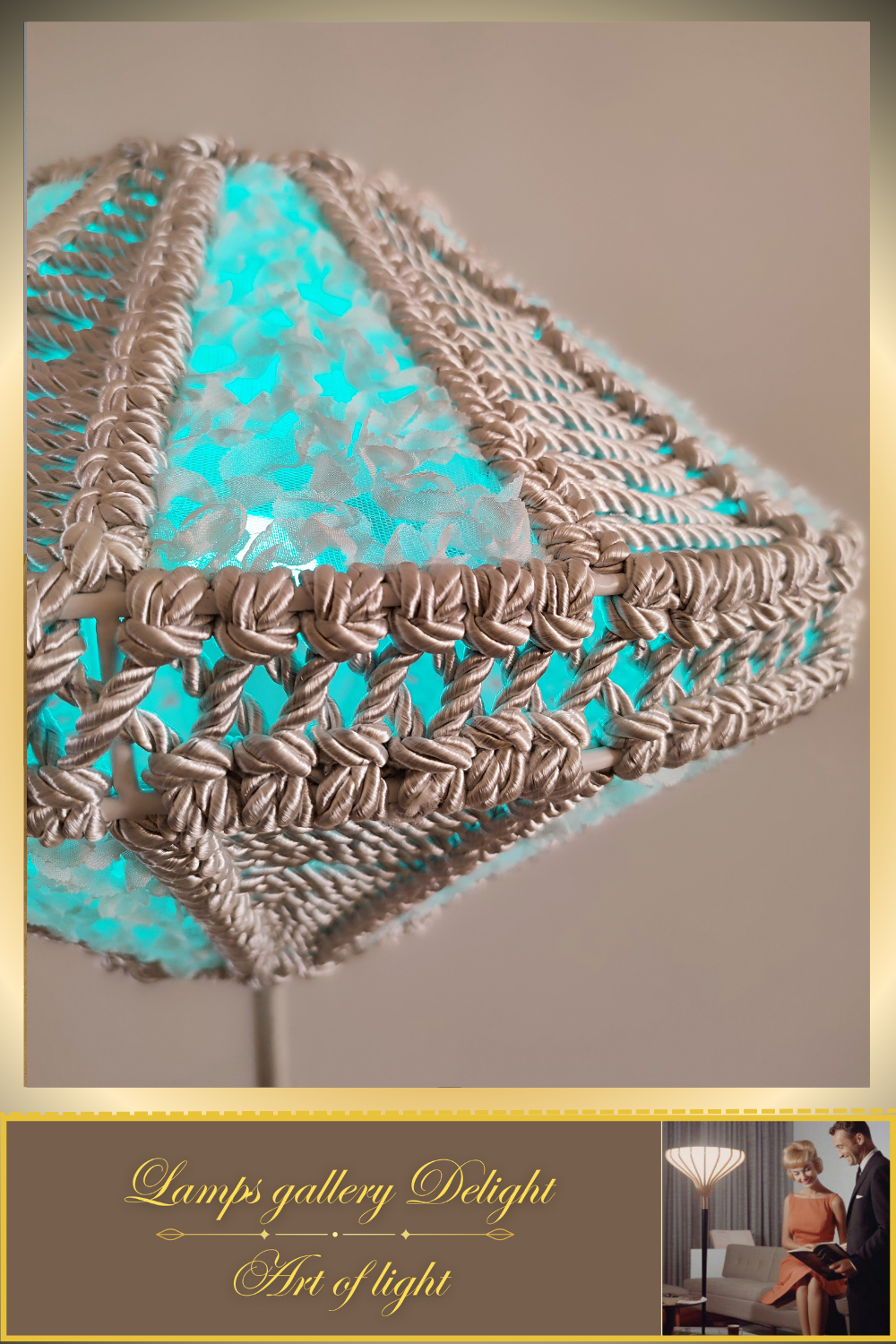 Floor lamp, macrame floor lamp, macrame lamp, wicker lampshade, handmade home lamp. 5101