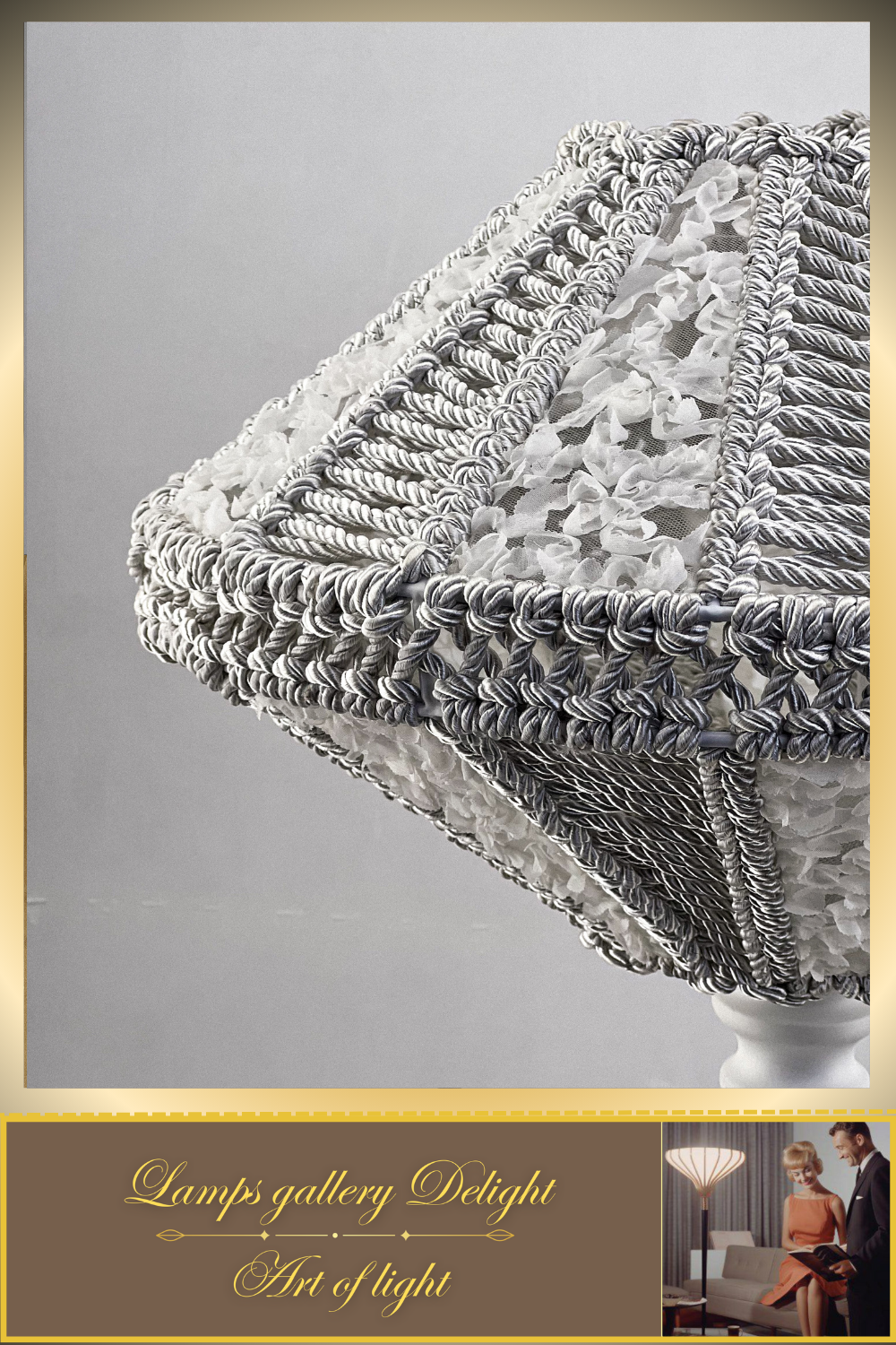 Floor lamp, macrame floor lamp, macrame lamp, wicker lampshade, handmade home lamp. 5101