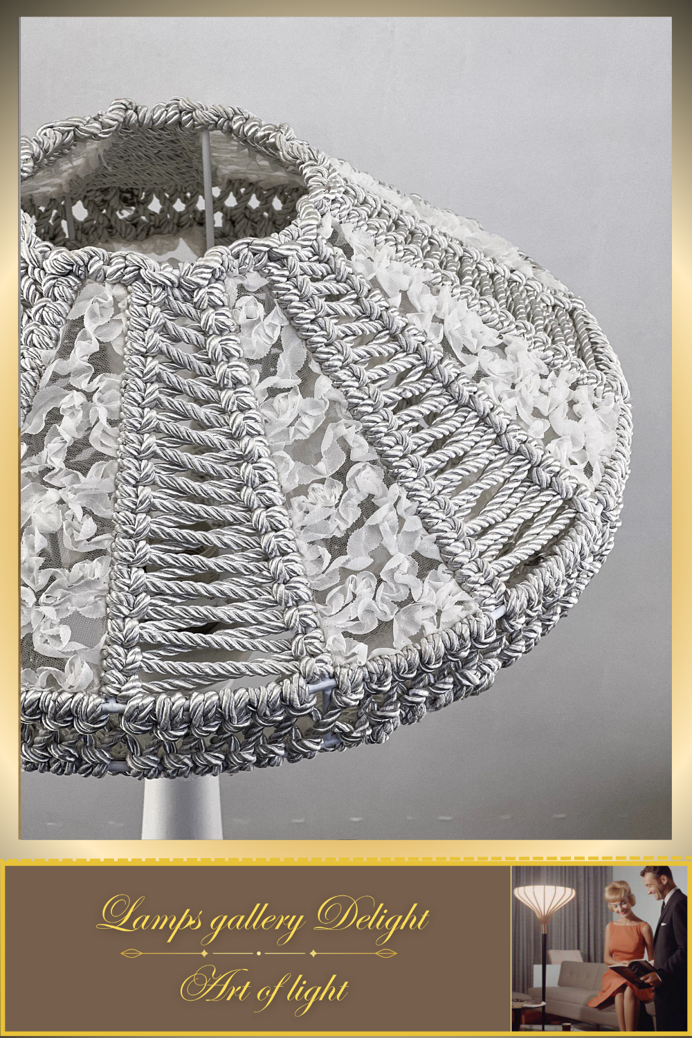 Floor lamp, macrame floor lamp, macrame lamp, wicker lampshade, handmade home lamp. 5101