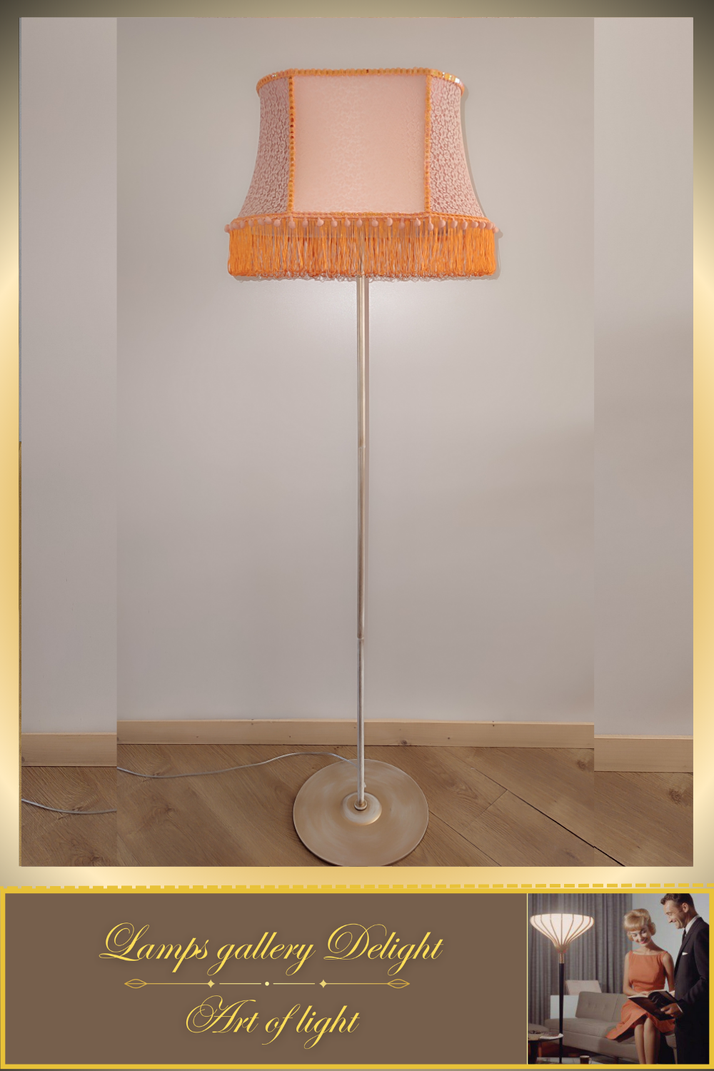 Floor lamp, peach-colored lamp, Victorian style, fairy lamp, handmade! 530601