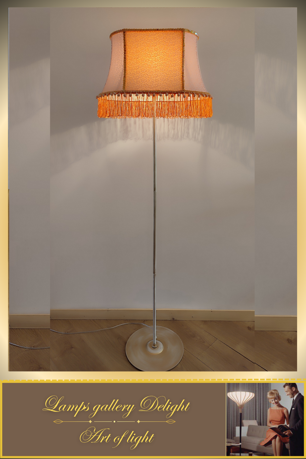 Floor lamp, peach-colored lamp, Victorian style, fairy lamp, handmade! 530601