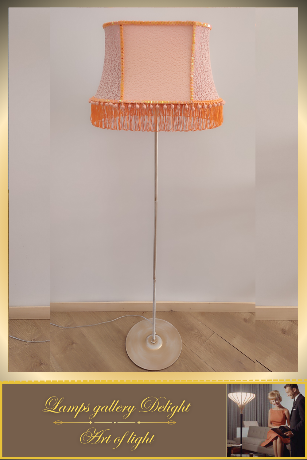 Floor lamp, peach-colored lamp, Victorian style, fairy lamp, handmade! 530601