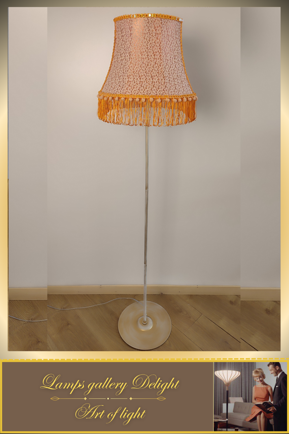 Floor lamp, peach-colored lamp, Victorian style, fairy lamp, handmade! 530601