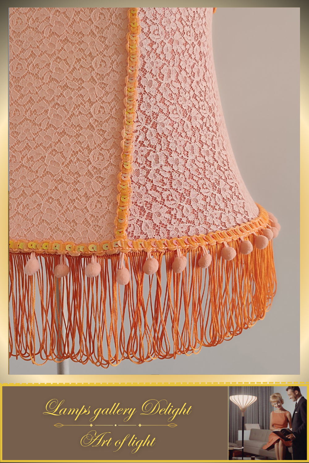 Floor lamp, peach-colored lamp, Victorian style, fairy lamp, handmade! 530601
