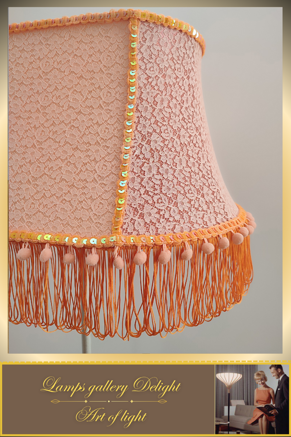 Floor lamp, peach-colored lamp, Victorian style, fairy lamp, handmade! 530601