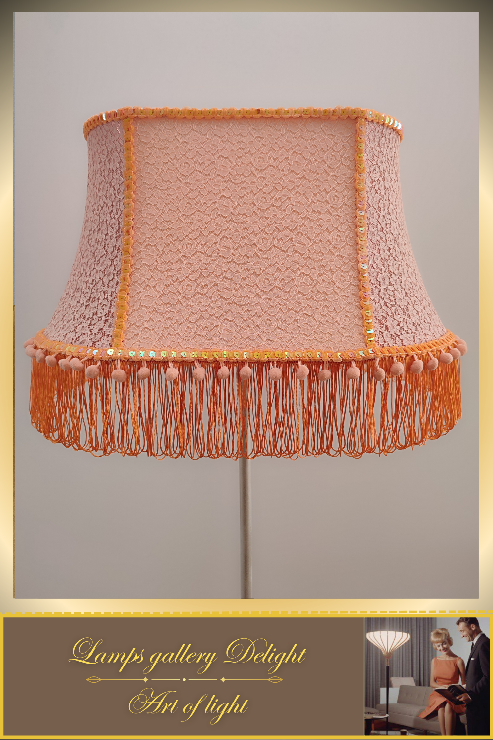 Floor lamp, peach-colored lamp, Victorian style, fairy lamp, handmade! 530601