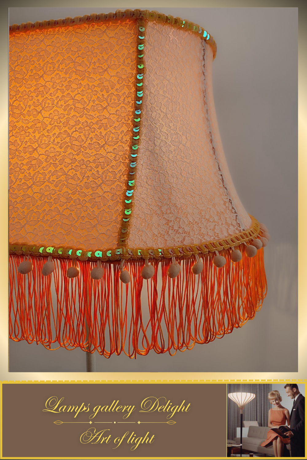 Floor lamp, peach-colored lamp, Victorian style, fairy lamp, handmade! 530601