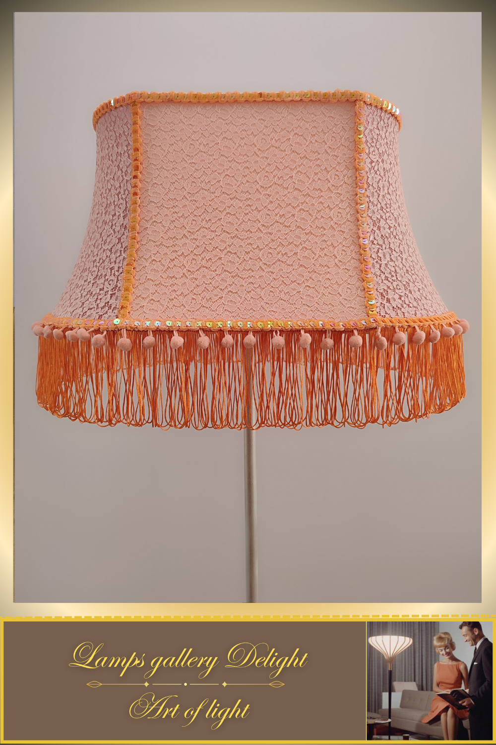 Floor lamp, peach-colored lamp, Victorian style, fairy lamp, handmade! 530601