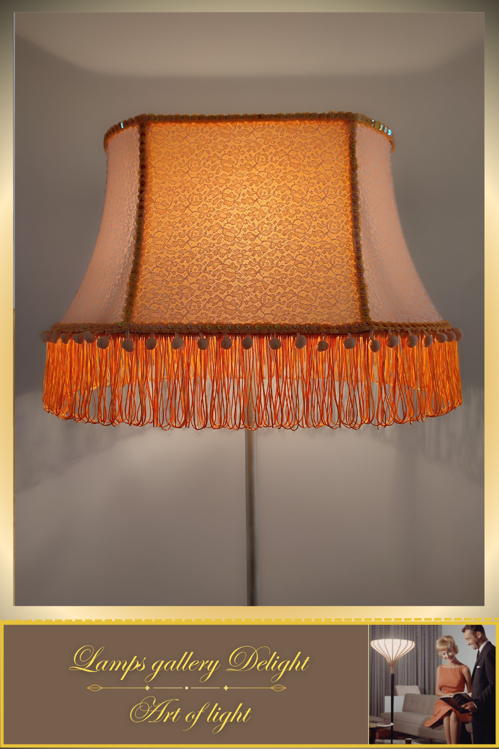 Floor lamp, peach-colored lamp, Victorian style, fairy lamp, handmade! 530601
