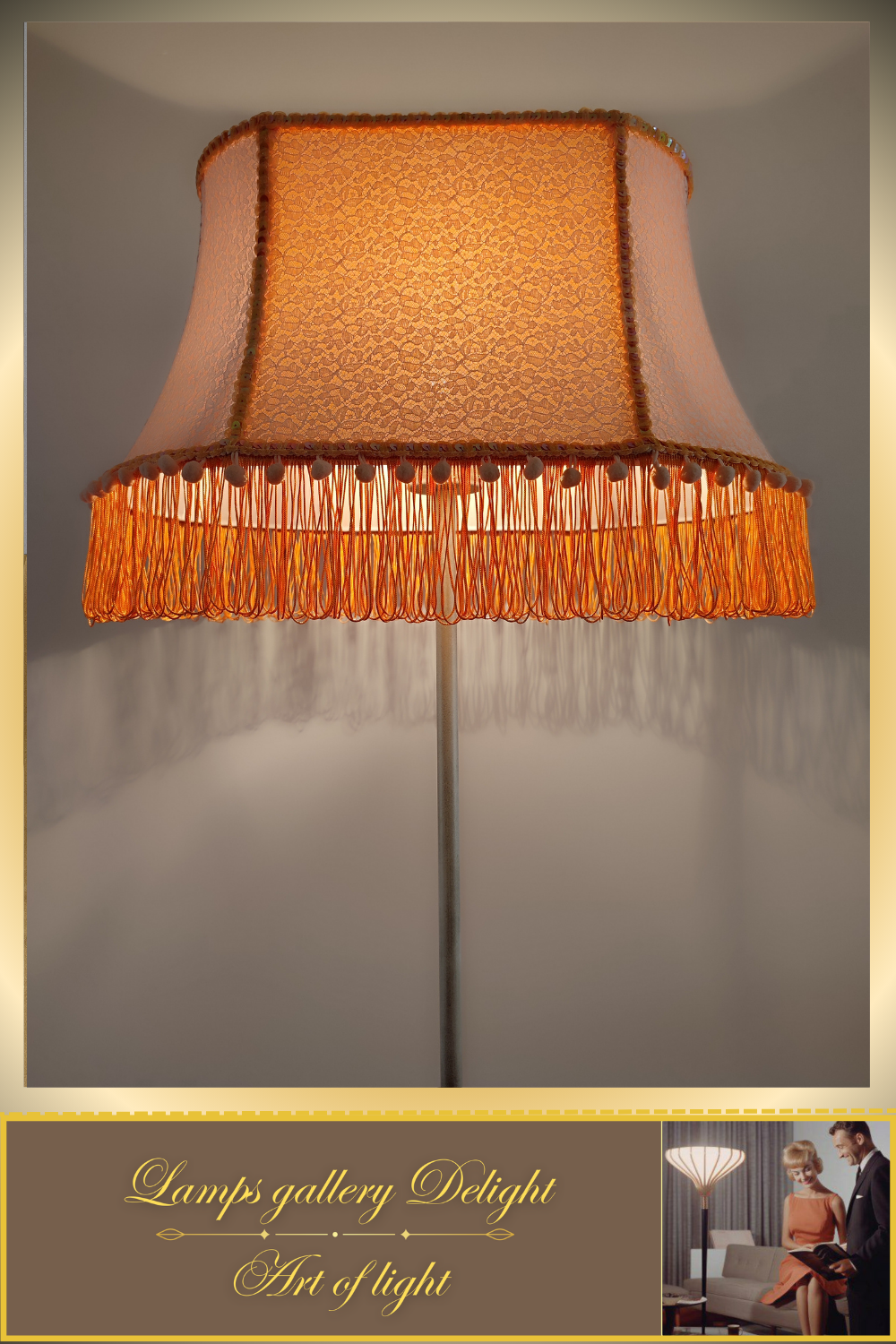 Floor lamp, peach-colored lamp, Victorian style, fairy lamp, handmade! 530601