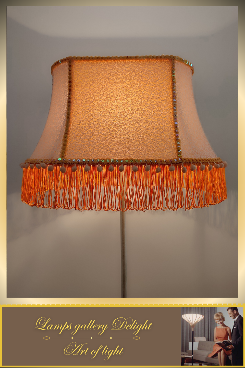 Floor lamp, peach-colored lamp, Victorian style, fairy lamp, handmade! 530601
