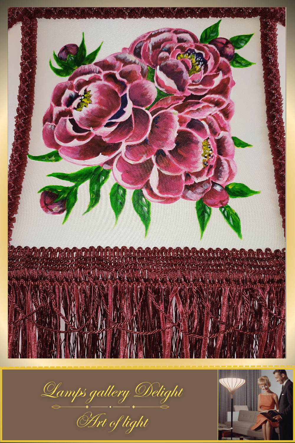 Floor lamp, floral lamp, Victorian style, unique floor lamp, lampshade with artistic painting, handmade! 530401