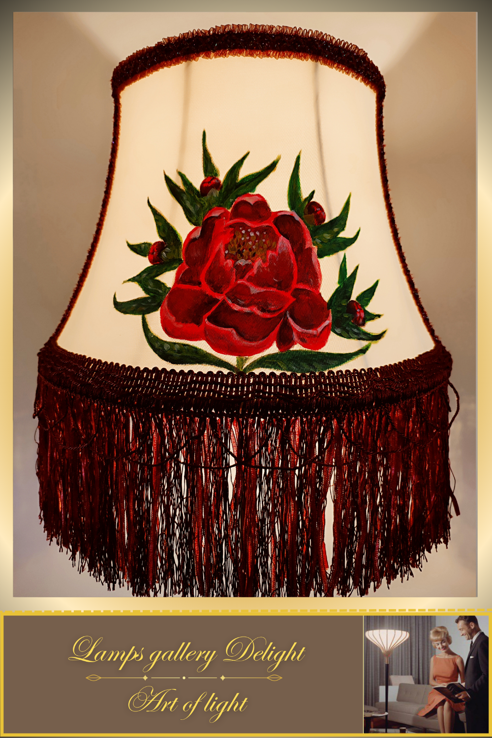 Floor lamp, floral lamp, Victorian style, unique floor lamp, lampshade with artistic painting, handmade! 530401