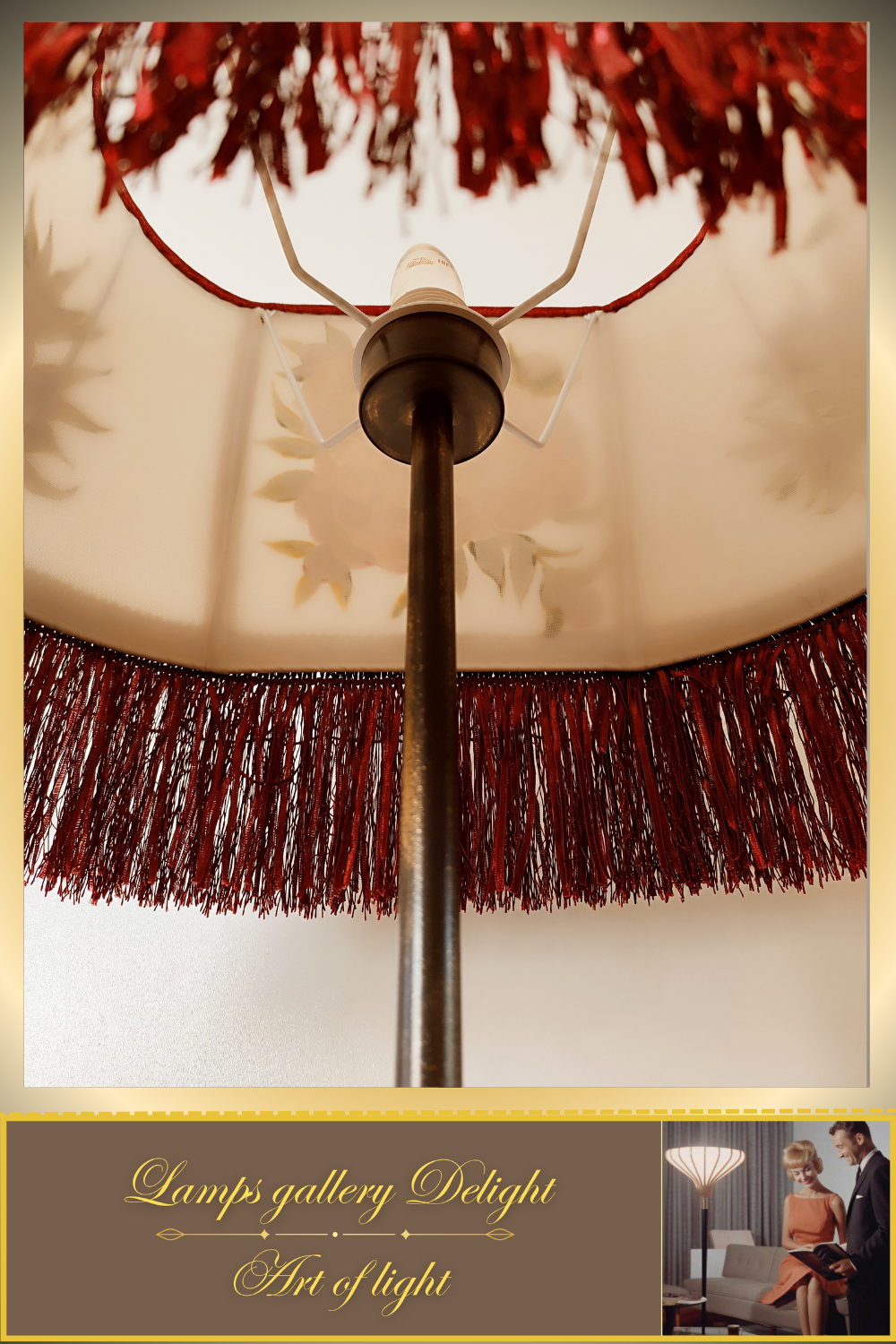 A floor lamp with a handmade painted fabric shade for an original interior. № 5304