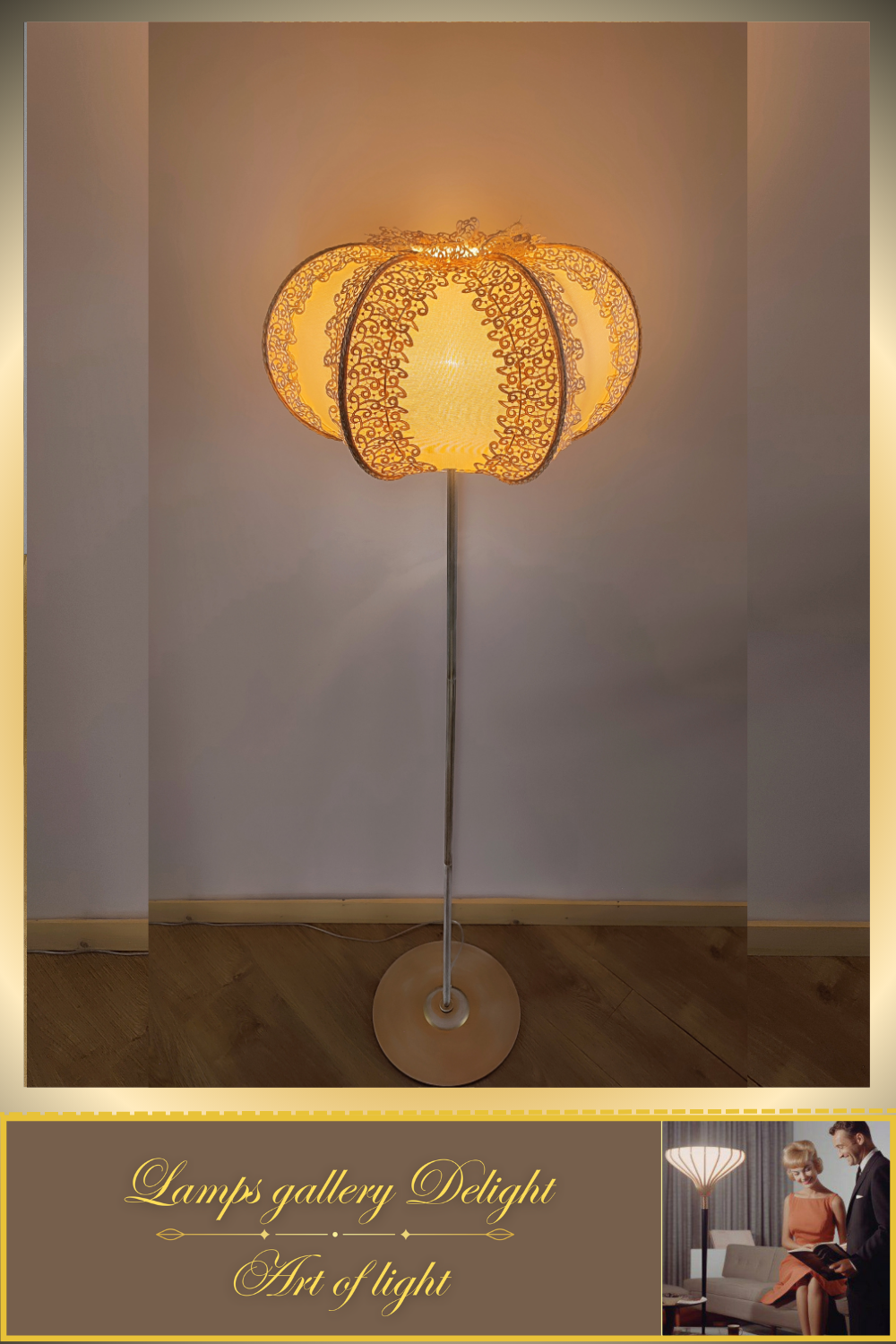 Floor lamp, pink lamp, art deco lamp, Unique lamp, fabric lampshade, handmade! 100101