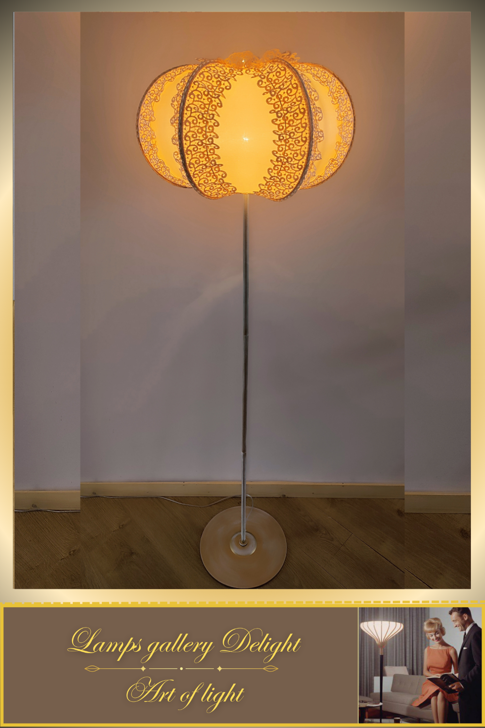 Floor lamp, pink lamp, art deco lamp, Unique lamp, fabric lampshade, handmade! 100101