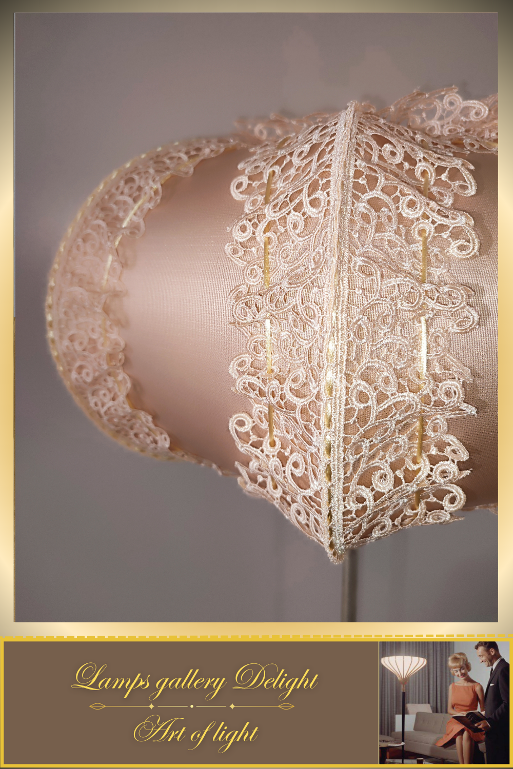 Floor lamp, pink lamp, art deco lamp, Unique lamp, fabric lampshade, handmade! 100101