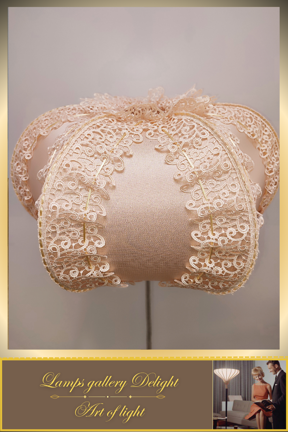 Floor lamp, pink lamp, art deco lamp, Unique lamp, fabric lampshade, handmade! 100101