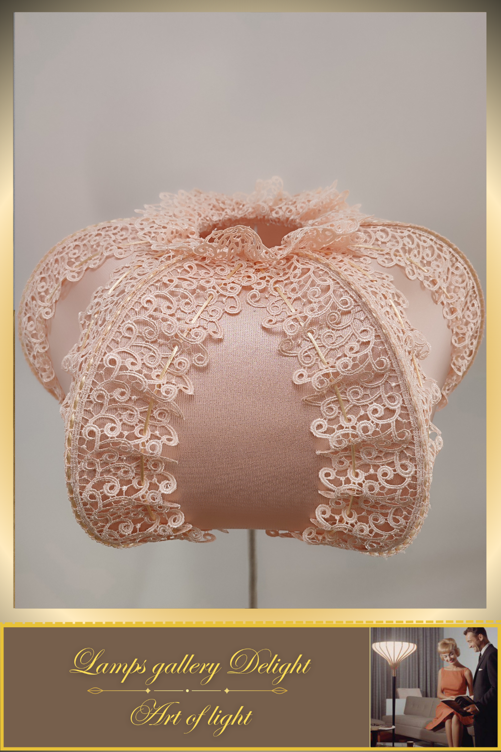 Floor lamp, pink lamp, art deco lamp, Unique lamp, fabric lampshade, handmade! 100101
