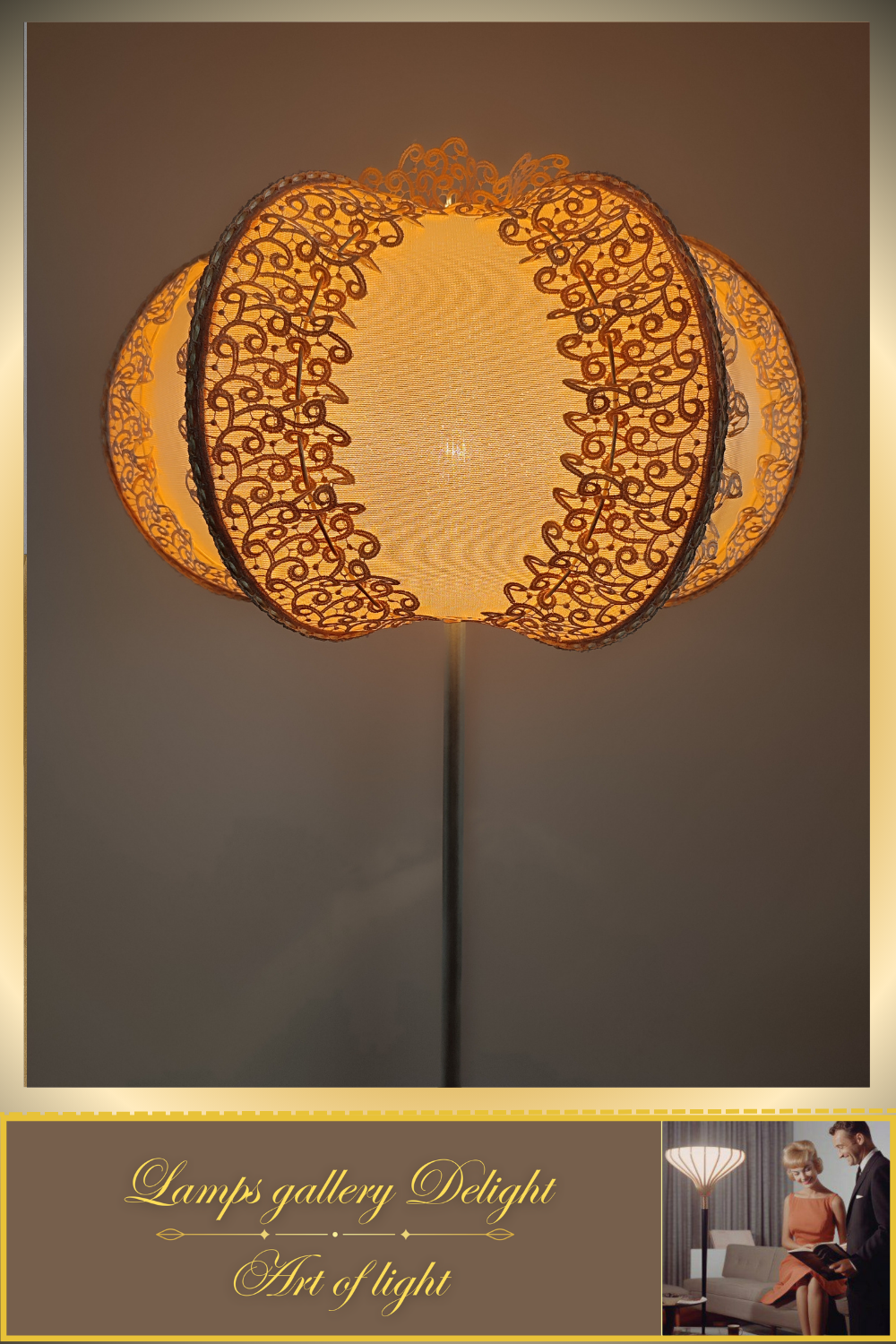 Floor lamp, pink lamp, art deco lamp, Unique lamp, fabric lampshade, handmade! 100101
