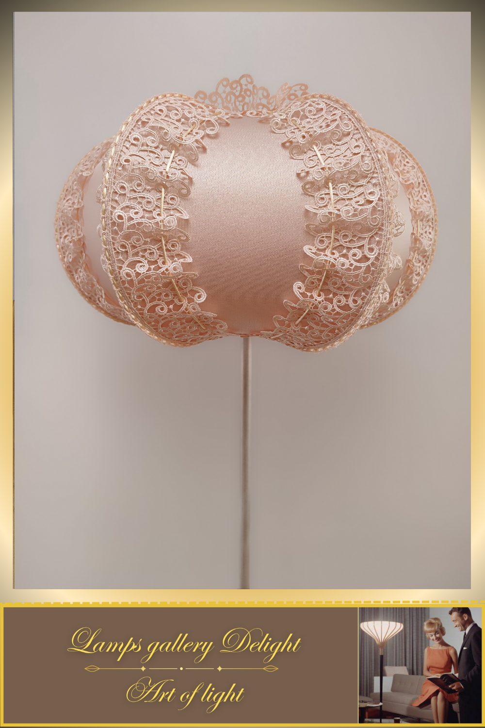 Floor lamp, pink lamp, art deco lamp, Unique lamp, fabric lampshade, handmade! 100101