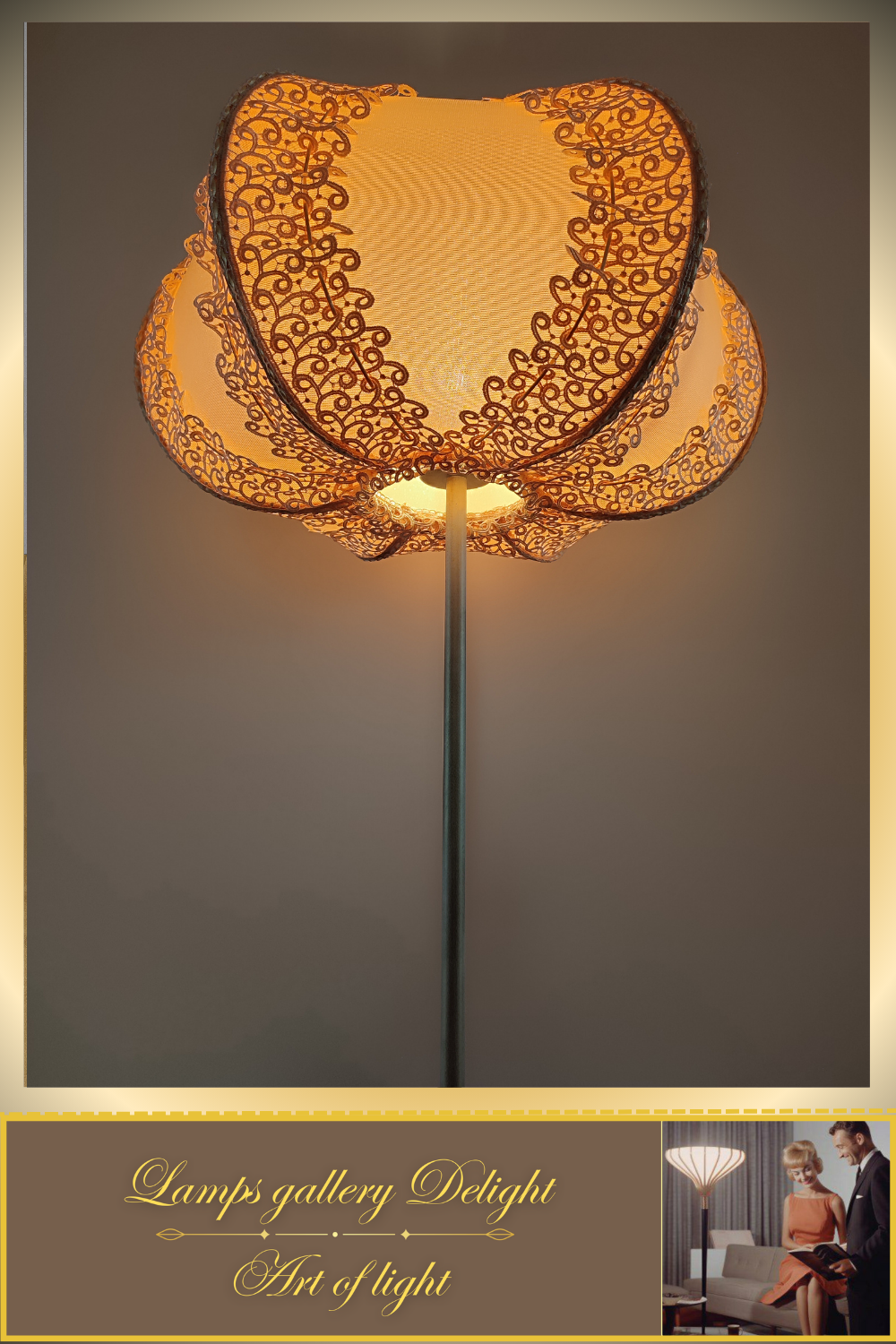 Floor lamp, pink lamp, art deco lamp, Unique lamp, fabric lampshade, handmade! 100101