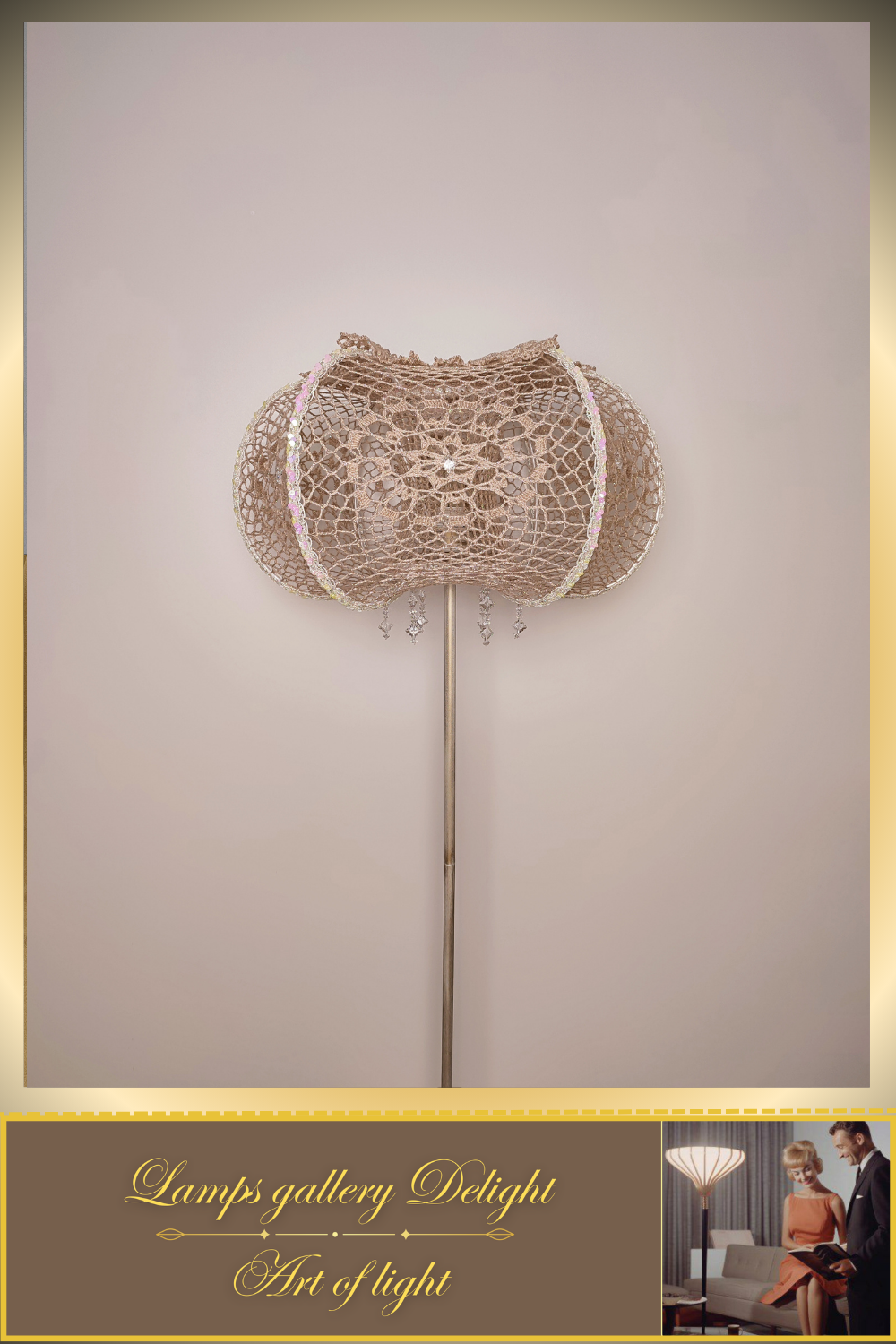 Floor lamp, macrame lamp, art deco lamp, unique lamp, knitted lampshade, handmade! 2208