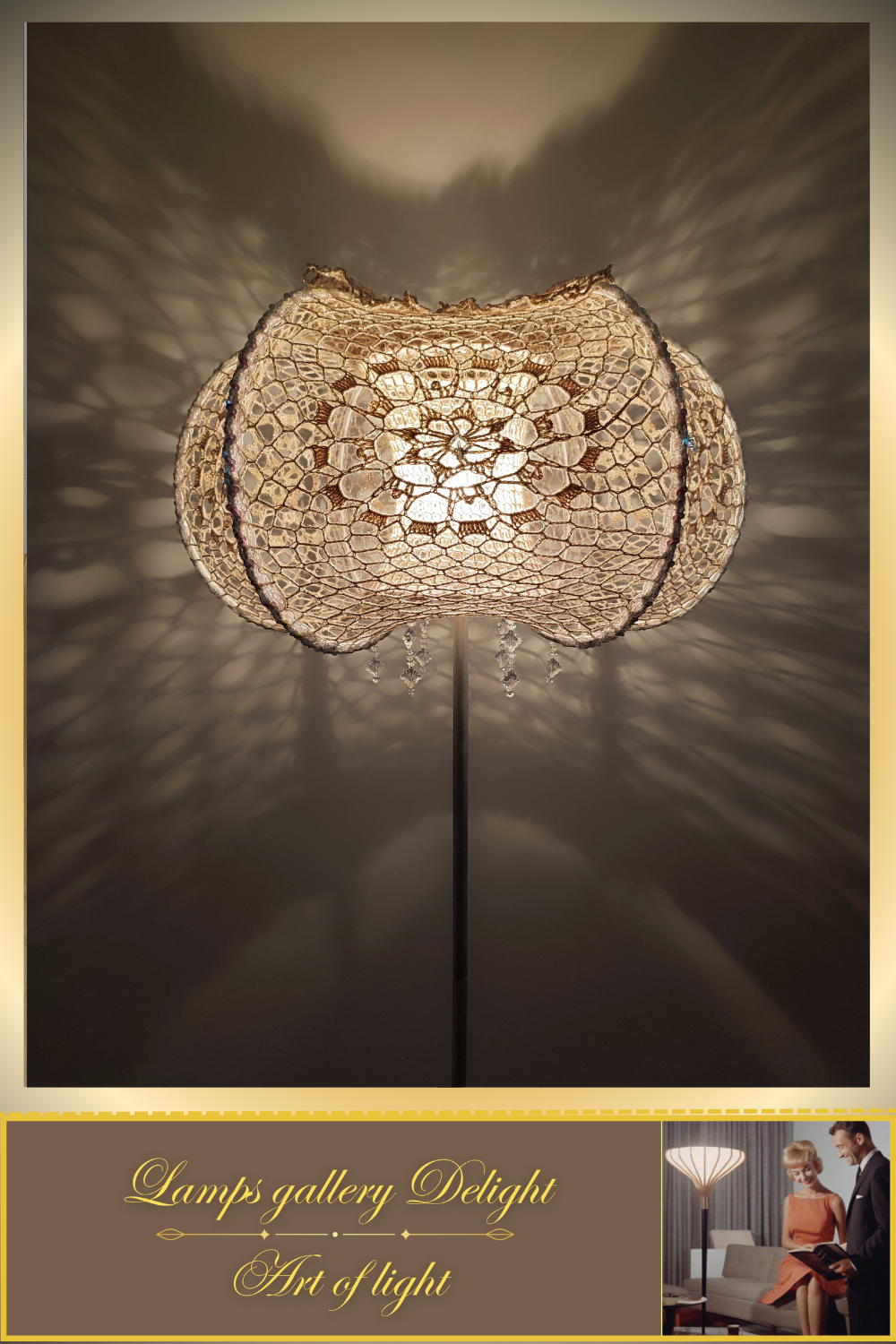 Floor lamp, macrame lamp, art deco lamp, unique lamp, knitted lampshade, handmade! 2208
