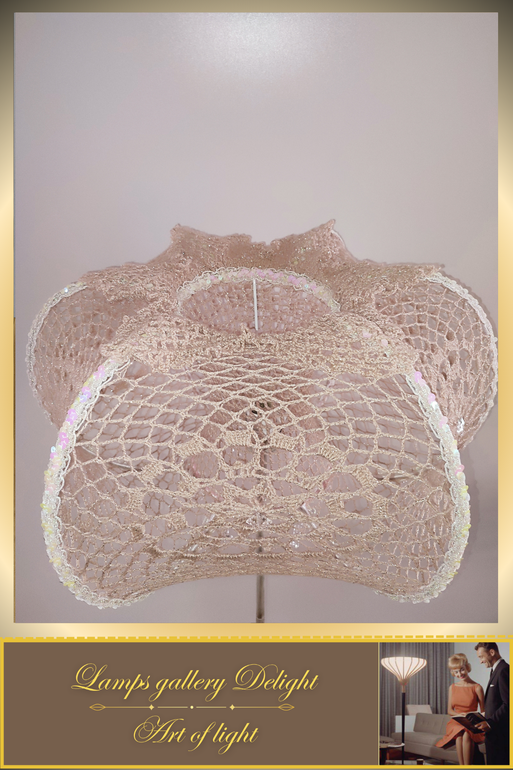 Floor lamp, macrame lamp, art deco lamp, unique lamp, knitted lampshade, handmade! 2208