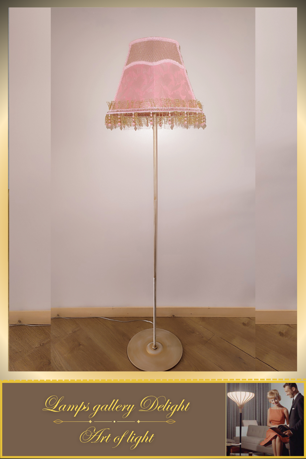 Floor lamp, pink lamp, Victorian floor lamp, fairy lamp, fabric shade, handmade! 3607