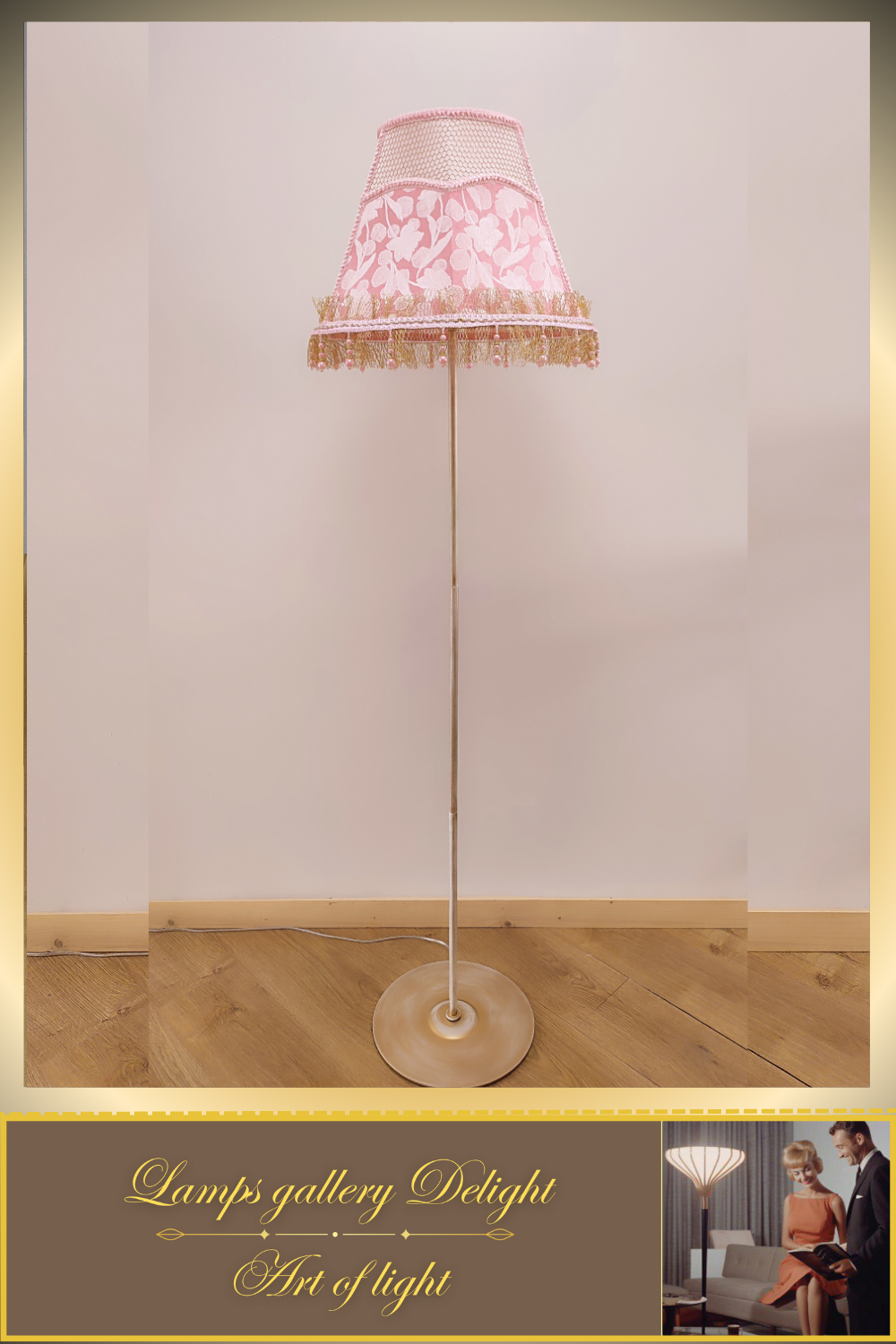 Floor lamp, pink lamp, Victorian floor lamp, fairy lamp, fabric shade, handmade! 3607