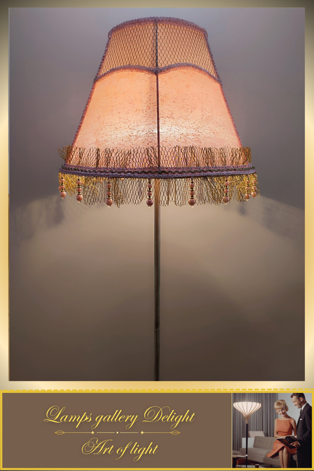 Floor lamp, pink lamp, Victorian floor lamp, fairy lamp, fabric shade, handmade! 3607