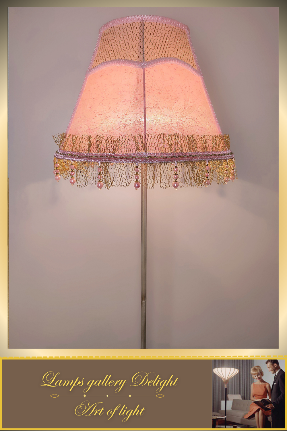 Floor lamp, pink lamp, Victorian floor lamp, fairy lamp, fabric shade, handmade! 3607