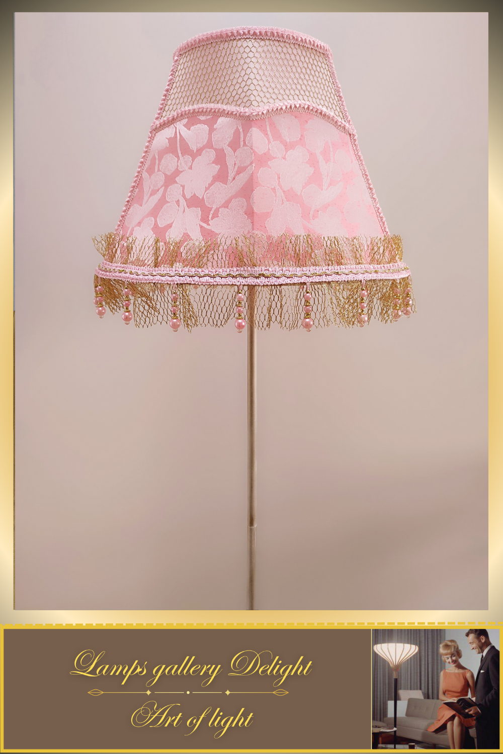 Floor lamp, pink lamp, Victorian floor lamp, fairy lamp, fabric shade, handmade! 3607