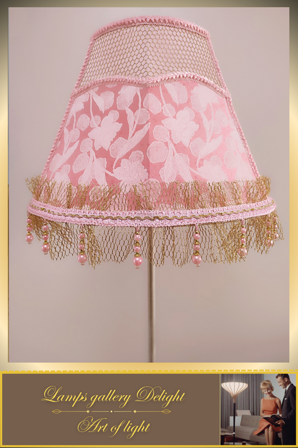 Floor lamp, pink lamp, Victorian floor lamp, fairy lamp, fabric shade, handmade! 3607