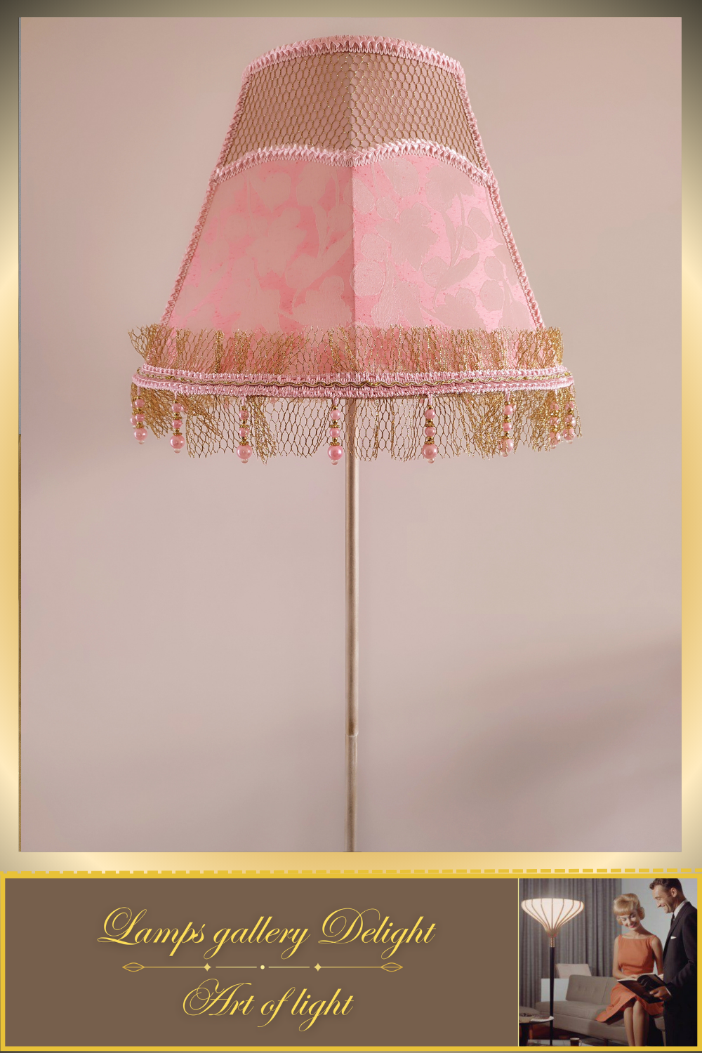 Floor lamp, pink lamp, Victorian floor lamp, fairy lamp, fabric shade, handmade! 3607