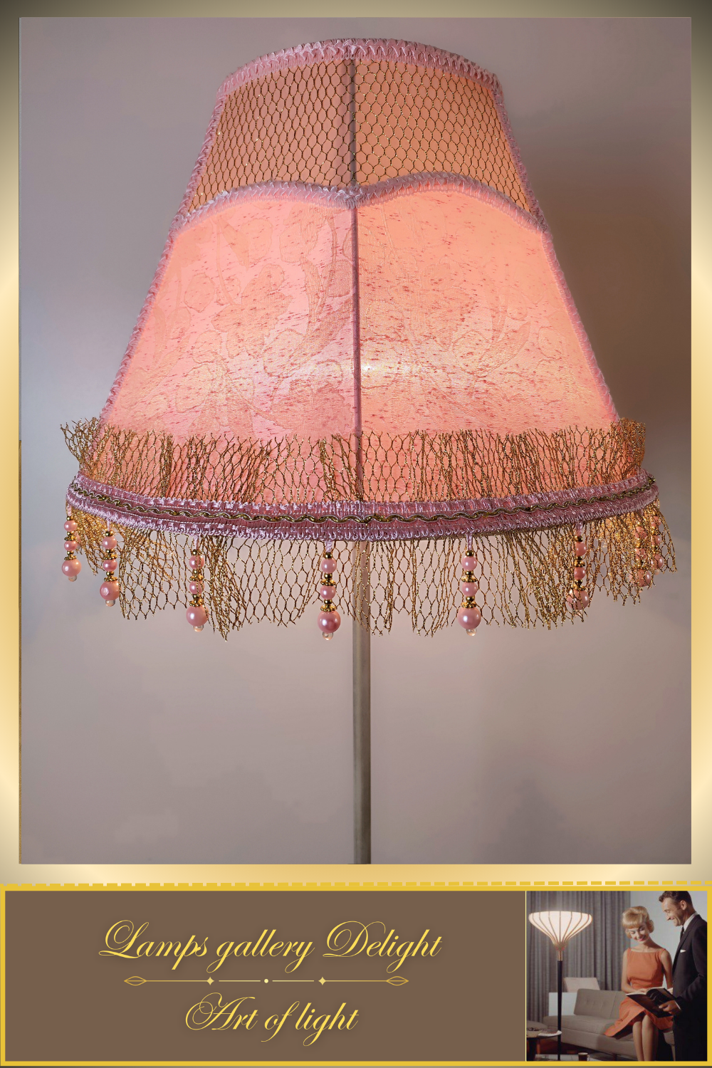 Floor lamp, pink lamp, Victorian floor lamp, fairy lamp, fabric shade, handmade! 3607
