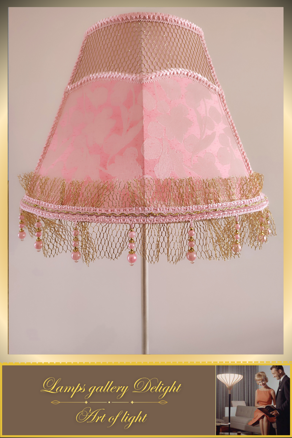 Floor lamp, pink lamp, Victorian floor lamp, fairy lamp, fabric shade, handmade! 3607
