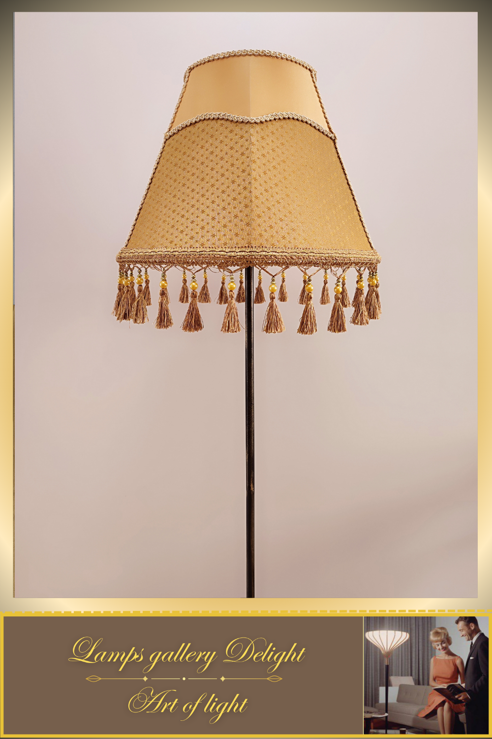 Floor lamp, Vintage Floor Lamp, Victorian floor lamp, fabric shade, handmade! 3603