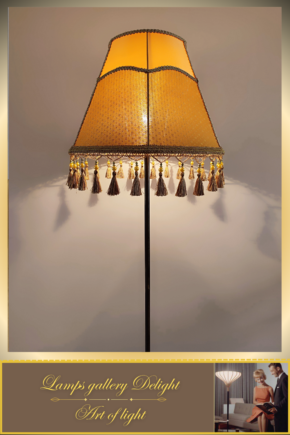 Floor lamp, Vintage Floor Lamp, Victorian floor lamp, fabric shade, handmade! 3603