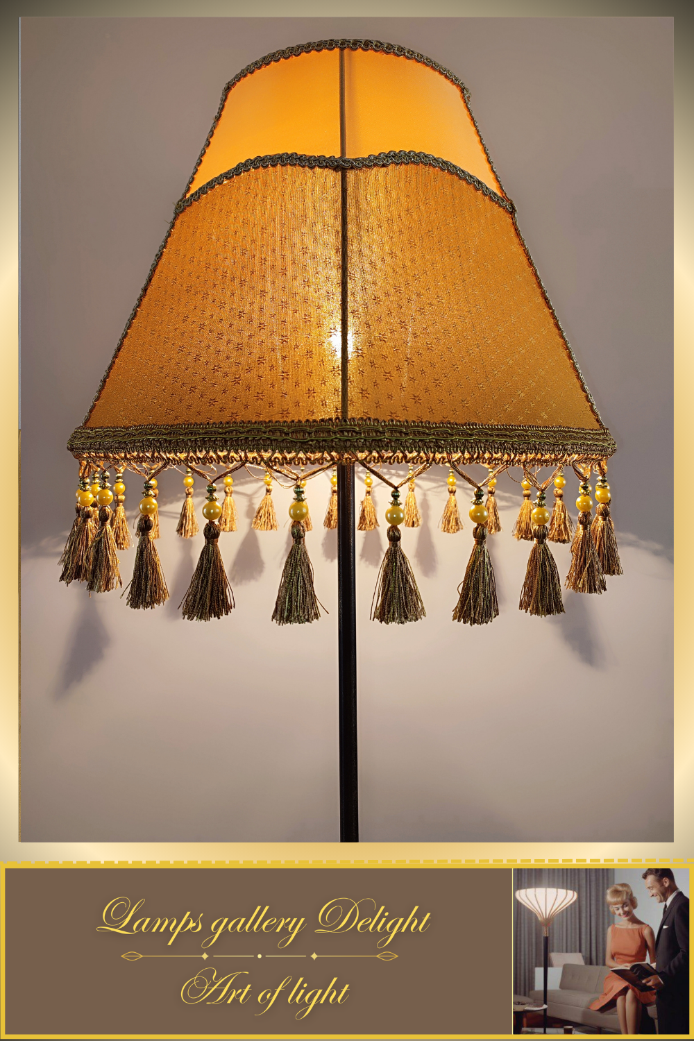 Floor lamp, Vintage Floor Lamp, Victorian floor lamp, fabric shade, handmade! 3603
