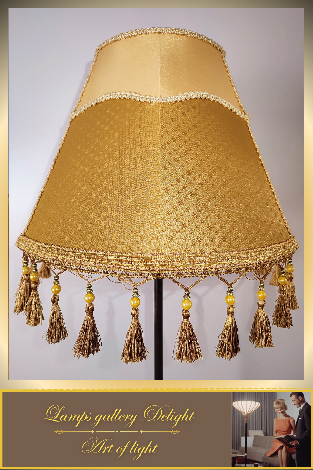 Floor lamp, Vintage Floor Lamp, Victorian floor lamp, fabric shade, handmade! 3603